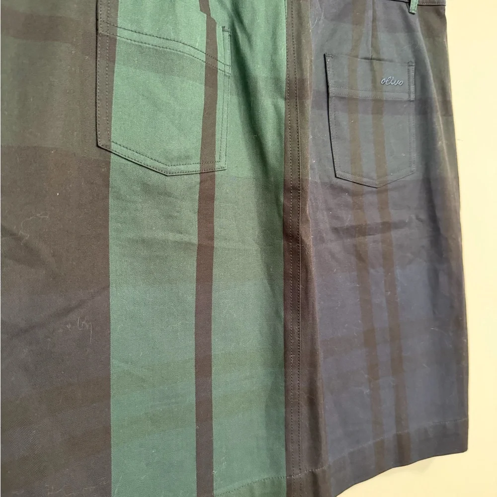 Beautiful Green and Blue Plaid Pencil Skirt with piping size large / 10/12